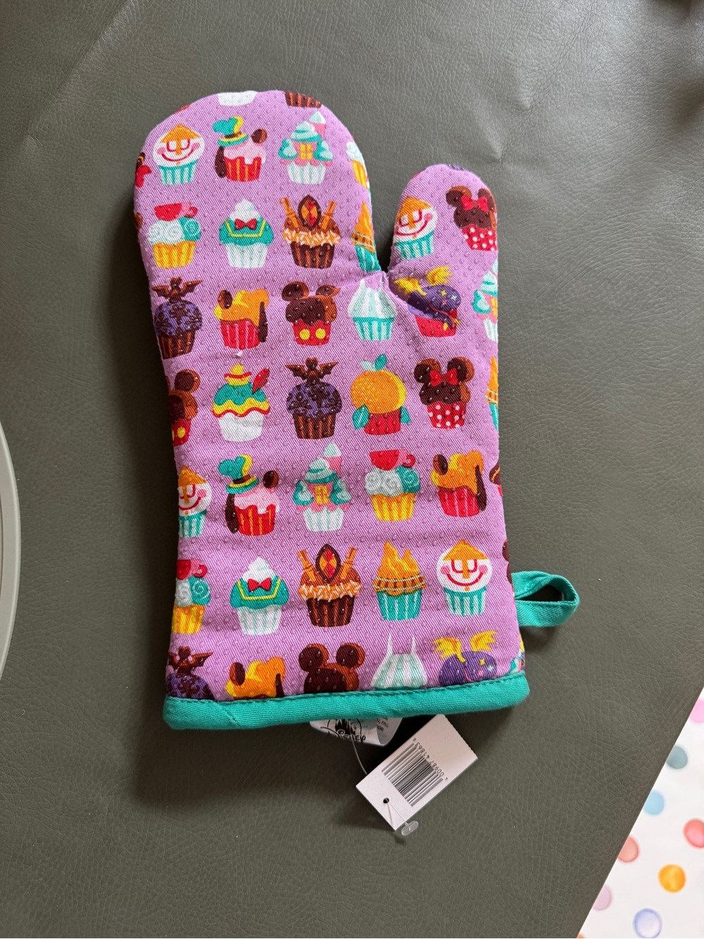 Disney Purple Cupcake Print Oven Mitt with Teal Trim